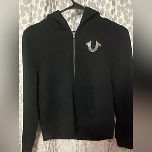 True Religion Black Bomber Jacket with Rhinestone Detail🖤✨